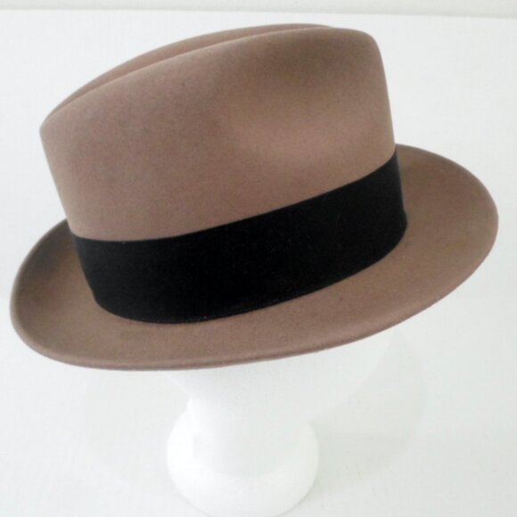 Vintage Bee Fedora Hat Tan Dyna Felt Wool Blend Mens 6 7/8 - Picture 5 of 12